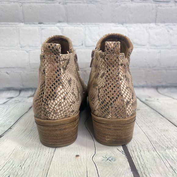 Baretraps Booties Women's Size 7.5 Brown Animal Print Snake Ankle Boots Shoes - Picture 5 of 14